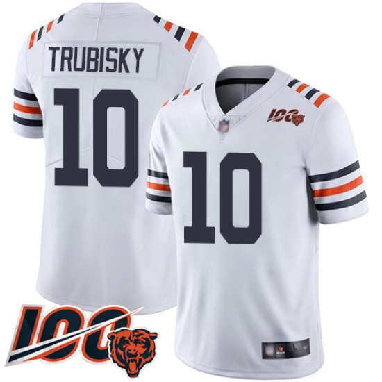 Men Chicago Bears 10 Mitchell Trubisky White 100th Season Limited Football Jersey Men Chicago Bears 10 Mitchell Trubisky White 100th Season Limited Football Jersey