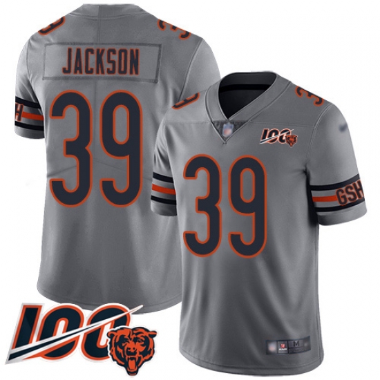 Men Chicago Bears 39 Eddie Jackson Limited Silver Inverted Legend 100th Season Football Jersey Men Chicago Bears 39 Eddie Jackson Limited Silver Inverted Legend 100th Season Football Jersey