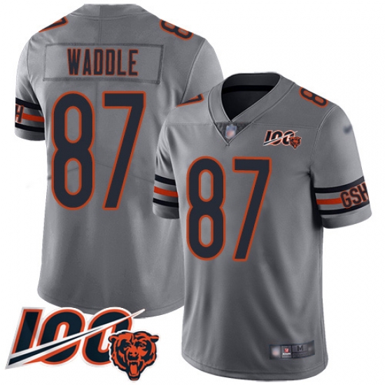 Men Chicago Bears 87 Tom Waddle Limited Silver Inverted Legend 100th Season Football Jersey Men Chicago Bears 87 Tom Waddle Limited Silver Inverted Legend 100th Season Football Jersey