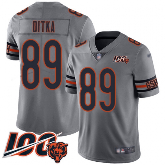 Men Chicago Bears 89 Mike Ditka Limited Silver Inverted Legend 100th Season Football Jersey Men Chicago Bears 89 Mike Ditka Limited Silver Inverted Legend 100th Season Football Jersey