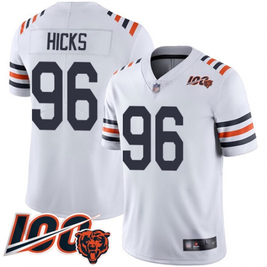 Men Chicago Bears 96 Akiem Hicks White 100th Season Limited Football Jersey Men Chicago Bears 96 Akiem Hicks White 100th Season Limited Football Jersey