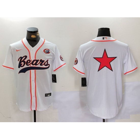 Men Chicago Bears White Team Big Logo With Patch Cool Base Stitched Baseball Jersey 3 Men Chicago Bears White Team Big Logo With Patch Cool Base Stitched Baseball Jersey 3