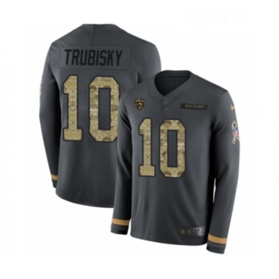 Mens Nike Chicago Bears 10 Mitchell Trubisky Limited Black Salute to Service Therma Long Sleeve NFL Jersey Mens Nike Chicago Bears 10 Mitchell Trubisky Limited Black Salute to Service Therma Long Sleeve NFL Jersey