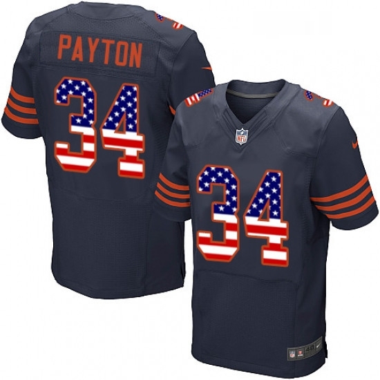 Mens Nike Chicago Bears 34 Walter Payton Elite Navy Blue Alternate USA Flag Fashion NFL Jersey Mens Nike Chicago Bears 34 Walter Payton Elite Navy Blue Alternate USA Flag Fashion NFL Jersey