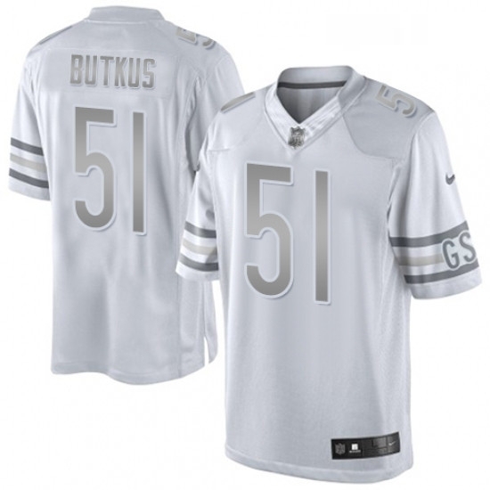 Mens Nike Chicago Bears 51 Dick Butkus Limited White Platinum NFL Jersey Mens Nike Chicago Bears 51 Dick Butkus Limited White Platinum NFL Jersey