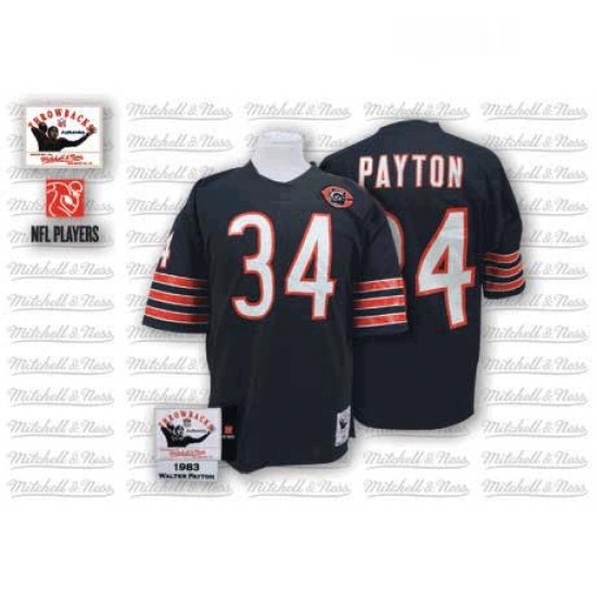 Mitchell and Ness Chicago Bears 34 Walter Payton Blue Team Color Big Number With Bear Patch Authentic Throwback NFL Jersey Mitchell and Ness Chicago Bears 34 Walter Payton Blue Team Color Big Number With Bear Patch Authentic Throwback NFL Jersey