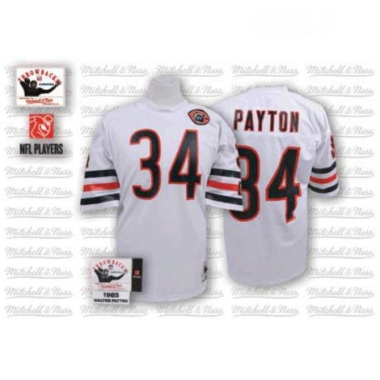 Mitchell and Ness Chicago Bears 34 Walter Payton White Big Number with Bear Patch Authentic Throwback NFL Jersey Mitchell and Ness Chicago Bears 34 Walter Payton White Big Number with Bear Patch Authentic Throwback NFL Jersey