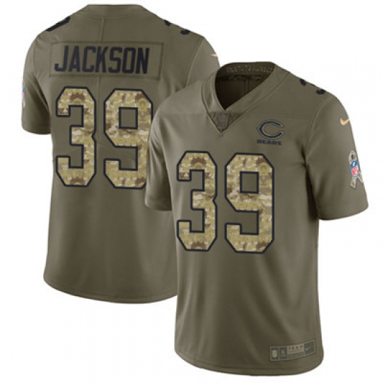 Nike Bears #39 Eddie Jackson Olive Camo Mens Stitched NFL Limited 2017 Salute To Service Jersey Nike Bears #39 Eddie Jackson Olive Camo Mens Stitched NFL Limited 2017 Salute To Service Jersey