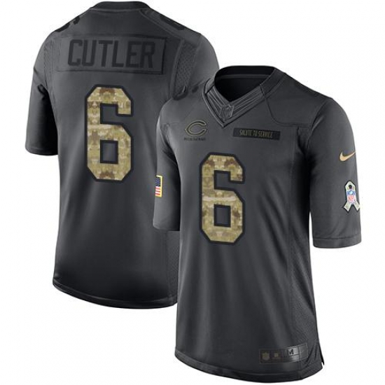 Nike Bears #6 Jay Cutler Black Mens Stitched NFL Limited 2016 Salute to Service Jersey Nike Bears #6 Jay Cutler Black Mens Stitched NFL Limited 2016 Salute to Service Jersey