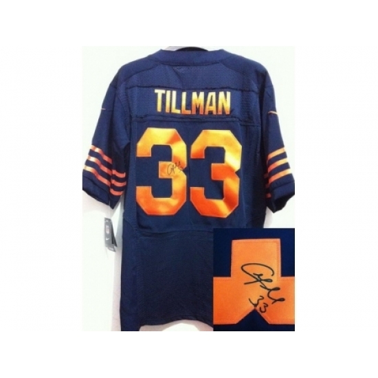 Nike Chicago Bears 33 Charles Tillman Blue Elite Orange Number Signed NFL Jersey Nike Chicago Bears 33 Charles Tillman Blue Elite Orange Number Signed NFL Jersey