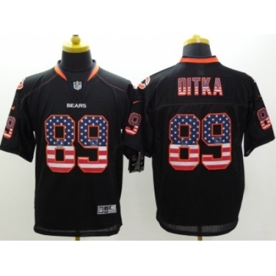 Nike Chicago Bears 89 Mike Ditka Black Elite USA Flag Fashion NFL Jersey