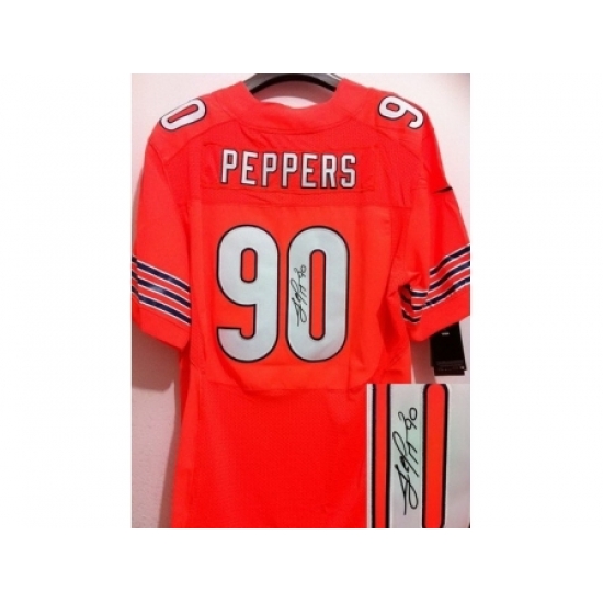 Nike Chicago Bears 90 Julius Peppers Orange Elite Signed NFL Jersey Nike Chicago Bears 90 Julius Peppers Orange Elite Signed NFL Jersey