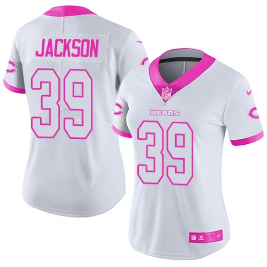Nike Bears #39 Eddie Jackson White Pink Womens Stitched NFL Limited Rush Fashion Jersey Nike Bears #39 Eddie Jackson White Pink Womens Stitched NFL Limited Rush Fashion Jersey