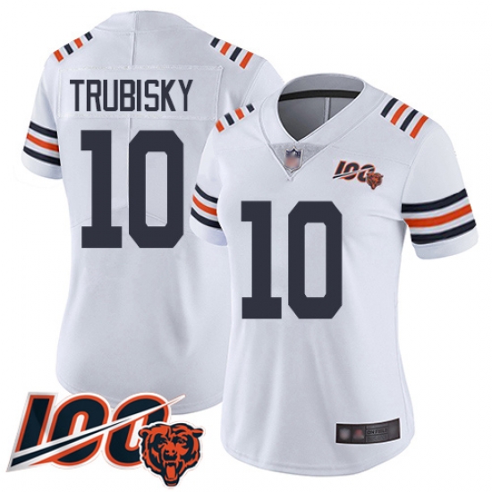 Women Chicago Bears 10 Mitchell Trubisky White 100th Season Limited Football Jersey Women Chicago Bears 10 Mitchell Trubisky White 100th Season Limited Football Jersey