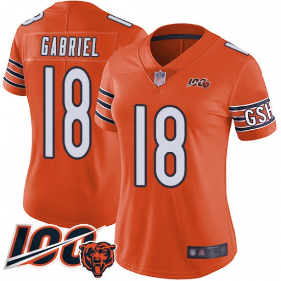 Women Chicago Bears 18 Taylor Gabriel Orange Alternate 100th Season Limited Football Jersey Women Chicago Bears 18 Taylor Gabriel Orange Alternate 100th Season Limited Football Jersey