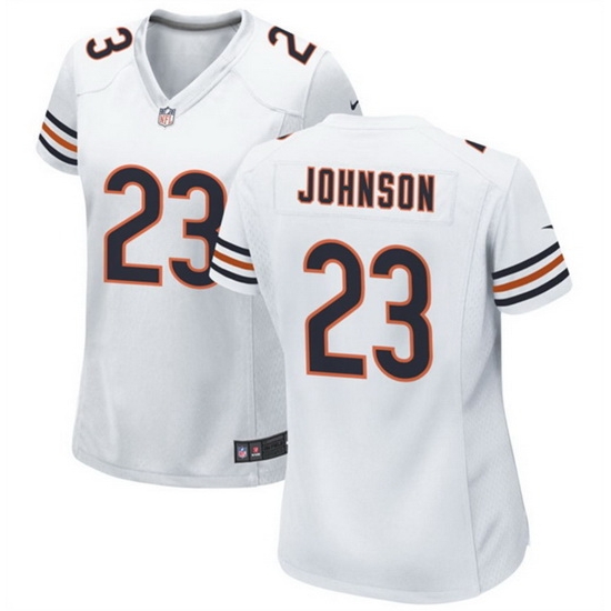 Women Chicago Bears 23 Roschon Johnson White Stitched Game Jersey Run Small Women Chicago Bears 23 Roschon Johnson White Stitched Game Jersey Run Small