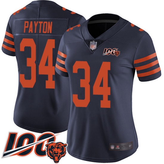 Women Chicago Bears 34 Walter Payton Limited Navy Blue Rush Vapor Untouchable 100th Season Football Jersey Women Chicago Bears 34 Walter Payton Limited Navy Blue Rush Vapor Untouchable 100th Season Football Jersey