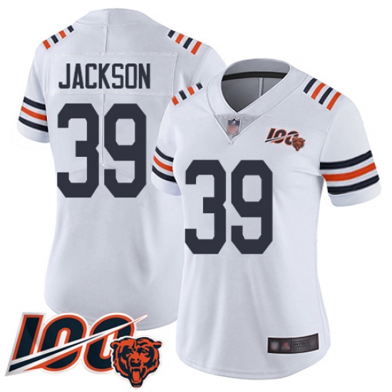 Women Chicago Bears 39 Eddie Jackson White 100th Season Limited Football Jersey Women Chicago Bears 39 Eddie Jackson White 100th Season Limited Football Jersey
