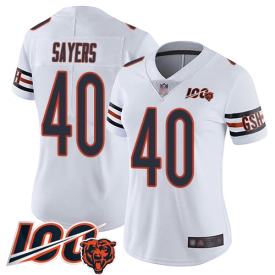 Women Chicago Bears 40 Gale Sayers White Vapor Untouchable Limited Player 100th Season Football Jersey Women Chicago Bears 40 Gale Sayers White Vapor Untouchable Limited Player 100th Season Football Jersey