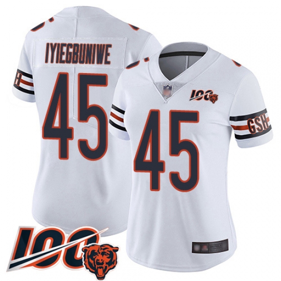 Women Chicago Bears 45 Joel Iyiegbuniwe White Vapor Untouchable Limited Player 100th Season Football Jersey Women Chicago Bears 45 Joel Iyiegbuniwe White Vapor Untouchable Limited Player 100th Season Football Jersey