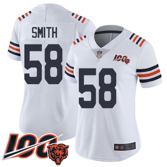 Women Chicago Bears 58 Roquan Smith White 100th Season Limited Football Jersey Women Chicago Bears 58 Roquan Smith White 100th Season Limited Football Jersey