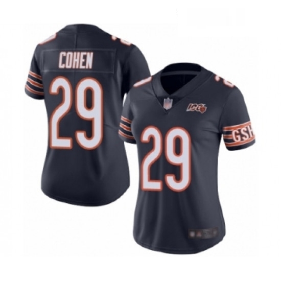 Womens Chicago Bears 29 Tarik Cohen Navy Blue Team Color 100th Season Limited Football Jersey Womens Chicago Bears 29 Tarik Cohen Navy Blue Team Color 100th Season Limited Football Jersey