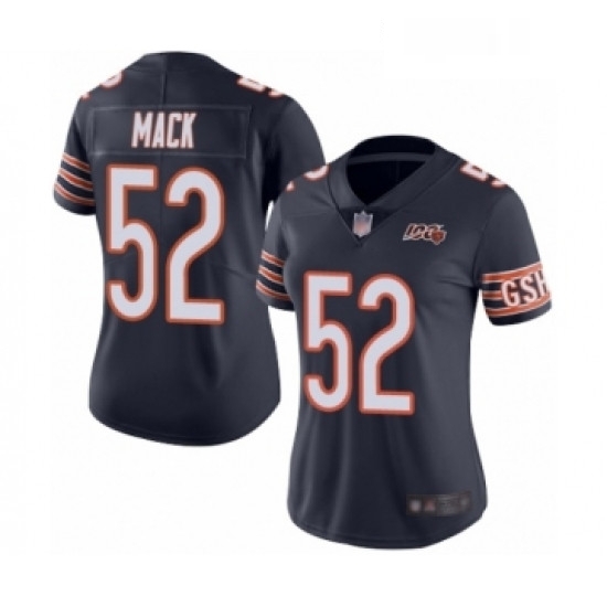 Womens Chicago Bears 52 Khalil Mack Navy Blue Team Color 100th Season Limited Football Jersey Womens Chicago Bears 52 Khalil Mack Navy Blue Team Color 100th Season Limited Football Jersey