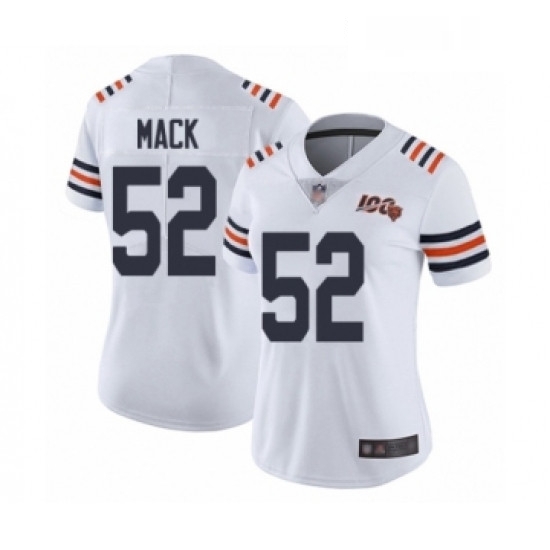 Womens Chicago Bears 52 Khalil Mack White 100th Season Limited Football Jersey Womens Chicago Bears 52 Khalil Mack White 100th Season Limited Football Jersey