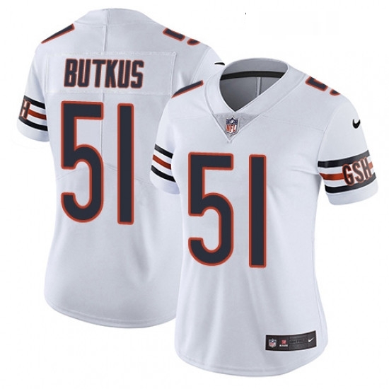 Womens Nike Chicago Bears 51 Dick Butkus White Vapor Untouchable Limited Player NFL Jersey Womens Nike Chicago Bears 51 Dick Butkus White Vapor Untouchable Limited Player NFL Jersey