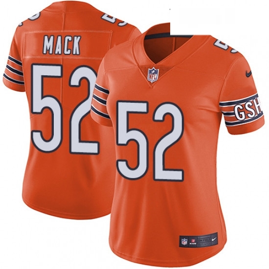 Womens Nike Chicago Bears 52 Khalil Mack Orange Alternate Vapor Untouchable Limited Player NFL Jersey Womens Nike Chicago Bears 52 Khalil Mack Orange Alternate Vapor Untouchable Limited Player NFL Jersey