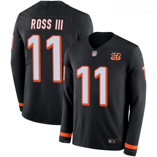 Bengals 11 John Ross III Black Team Color Men Stitched Football Limited Therma Long Sleeve Jersey Bengals 11 John Ross III Black Team Color Men Stitched Football Limited Therma Long Sleeve Jersey