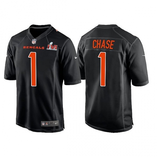 Men Cincinnati Bengals 1 Ja 27Marr Chase 2022 Black Super Bowl LVI Game Stitched Jersey Men Cincinnati Bengals 1 Ja 27Marr Chase 2022 Black Super Bowl LVI Game Stitched Jersey