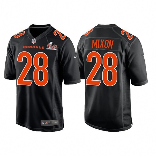 Men Cincinnati Bengals 28 Joe Mixon 2022 Black Super Bowl LVI Game Stitched Jersey Men Cincinnati Bengals 28 Joe Mixon 2022 Black Super Bowl LVI Game Stitched Jersey