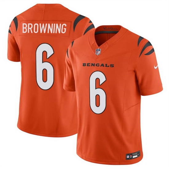 Men Cincinnati Bengals 6 Jake Browning Orange 2023 F U S E Vapor Untouchable Limited Stitched Jersey Men Cincinnati Bengals 6 Jake Browning Orange 2023 F U S E Vapor Untouchable Limited Stitched Jersey