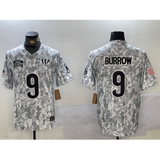 Men Cincinnati Bengals 9 Joe Burrow 2024 F U S E Arctic Camo Salute To Service Limited Stitched Football jerseys Men Cincinnati Bengals 9 Joe Burrow 2024 F U S E Arctic Camo Salute To Service Limited Stitched Football jerseys