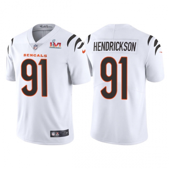 Men Cincinnati Bengals 91 Trey Hendrickson 2022 White Super Bowl LVI Vapor Limited Stitched Jersey Men Cincinnati Bengals 91 Trey Hendrickson 2022 White Super Bowl LVI Vapor Limited Stitched Jersey