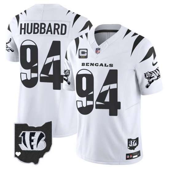 Men Cincinnati Bengals 94 Sam Hubbard White F U S E With 2 Star C Patch Special Vapor Untouchable Limited Stitched Football Jersey 1 Men Cincinnati Bengals 94 Sam Hubbard White F U S E With 2 Star C Patch Special Vapor Untouchable Limited Stitched Football Jersey 1