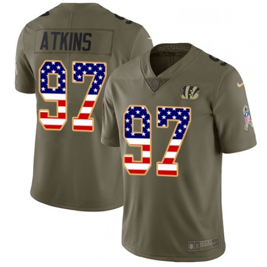 Mens Nike Cincinnati Bengals 97 Geno Atkins Limited OliveUSA Flag 2017 Salute to Service NFL Jersey Mens Nike Cincinnati Bengals 97 Geno Atkins Limited OliveUSA Flag 2017 Salute to Service NFL Jersey