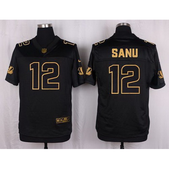 Nike Bengals #12 Mohamed Sanu Black Mens Stitched NFL Elite Pro Line Gold Collection Jersey Nike Bengals #12 Mohamed Sanu Black Mens Stitched NFL Elite Pro Line Gold Collection Jersey