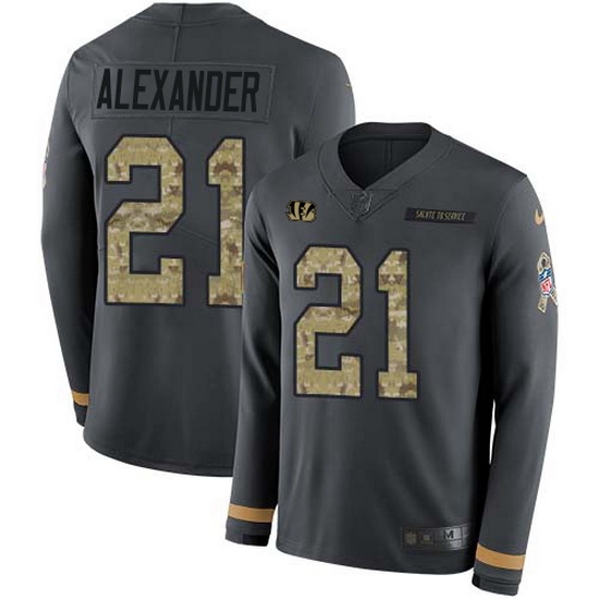 Nike Bengals 21 Mackensie Alexander Anthracite Salute to Service Men Stitched NFL Limited Therma Long Sleeve Jersey Nike Bengals 21 Mackensie Alexander Anthracite Salute to Service Men Stitched NFL Limited Therma Long Sleeve Jersey