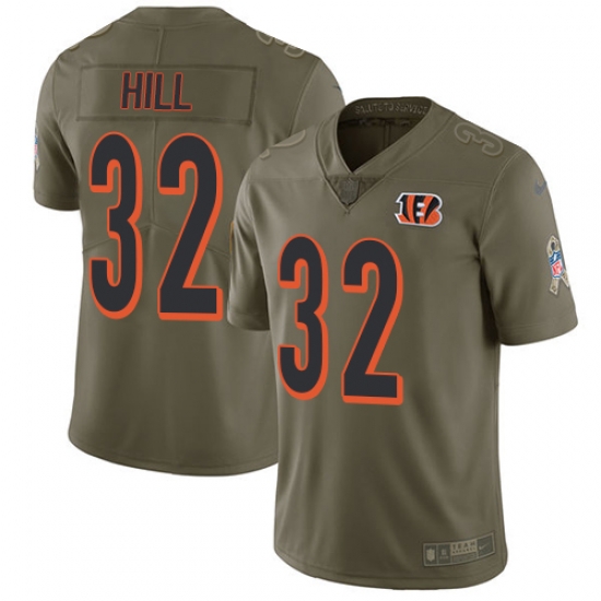 Nike Bengals #32 Jeremy Hill Olive Mens Stitched NFL Limited 2017 Salute To Service Jersey Nike Bengals #32 Jeremy Hill Olive Mens Stitched NFL Limited 2017 Salute To Service Jersey