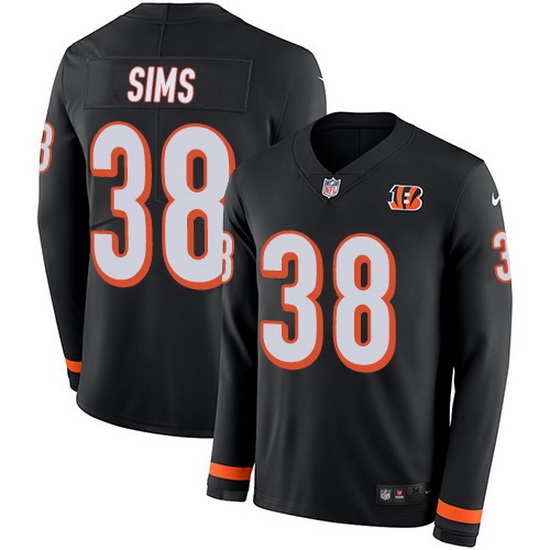 Nike Bengals 38 LeShaun Sims Black Team Color Men Stitched NFL Limited Therma Long Sleeve Jersey Nike Bengals 38 LeShaun Sims Black Team Color Men Stitched NFL Limited Therma Long Sleeve Jersey
