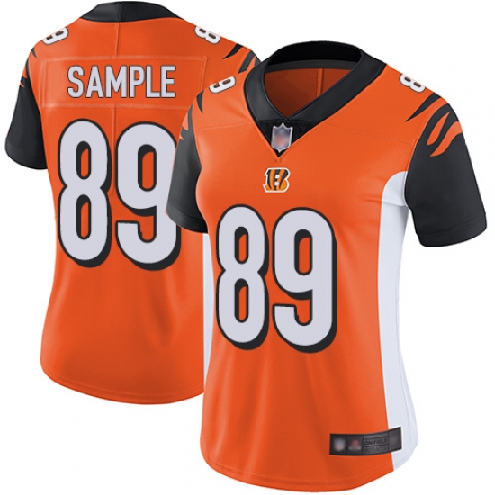Bengals 89 Drew Sample Orange Alternate Women Stitched Football Vapor Untouchable Limited Jersey Bengals 89 Drew Sample Orange Alternate Women Stitched Football Vapor Untouchable Limited Jersey
