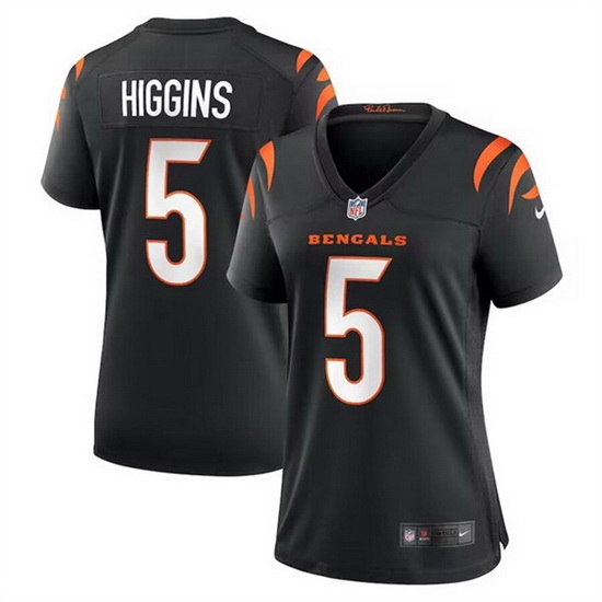 Women Cincinnati Bengals 5 Tee Higgins Black Stitched Game Jersey Women Cincinnati Bengals 5 Tee Higgins Black Stitched Game Jersey