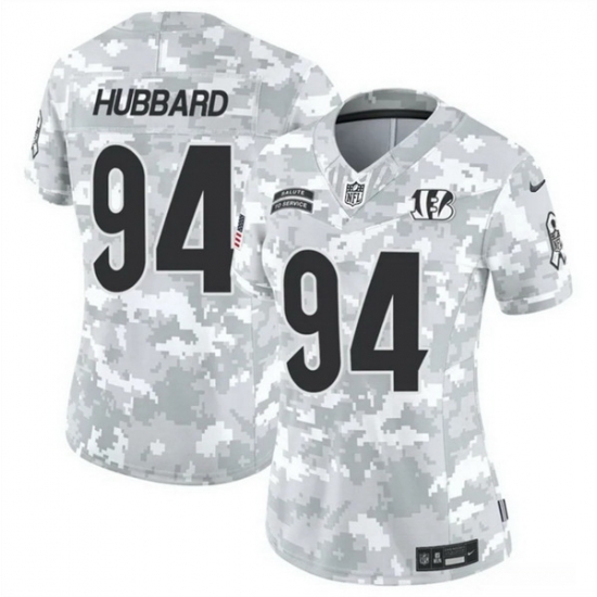 Women Cincinnati Bengals 94 Sam Hubbard 2024 F U S E Arctic Camo Salute To Service Limited Stitched Football Jersey Women Cincinnati Bengals 94 Sam Hubbard 2024 F U S E Arctic Camo Salute To Service Limited Stitched Football Jersey