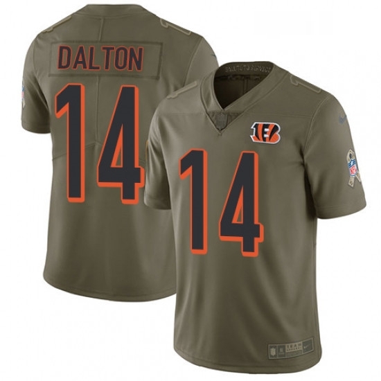 Youth Nike Cincinnati Bengals 14 Andy Dalton Limited Olive 2017 Salute to Service NFL Jersey Youth Nike Cincinnati Bengals 14 Andy Dalton Limited Olive 2017 Salute to Service NFL Jersey