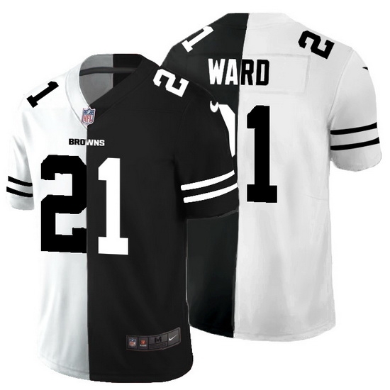 Cleveland Browns 21 Denzel Ward Men Black V White Peace Split Nike Vapor Untouchable Limited NFL Jersey Cleveland Browns 21 Denzel Ward Men Black V White Peace Split Nike Vapor Untouchable Limited NFL Jersey