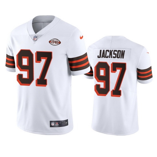 Cleveland Browns 97 Malik Jackson Nike 1946 Collection Alternate Vapor Limited NFL Jersey White Cleveland Browns 97 Malik Jackson Nike 1946 Collection Alternate Vapor Limited NFL Jersey White