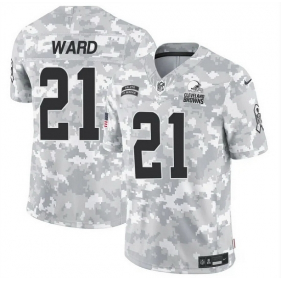 Men Cleveland Browns 21 Denzel Ward 2024 F U S E Arctic Camo Salute To Service Limited Stitched Football Jersey Men Cleveland Browns 21 Denzel Ward 2024 F U S E Arctic Camo Salute To Service Limited Stitched Football Jersey