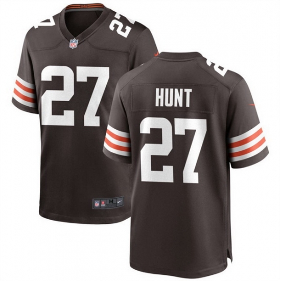 Men Cleveland Browns 27 Kareem Hunt Brown Stitched Game Jersey Men Cleveland Browns 27 Kareem Hunt Brown Stitched Game Jersey